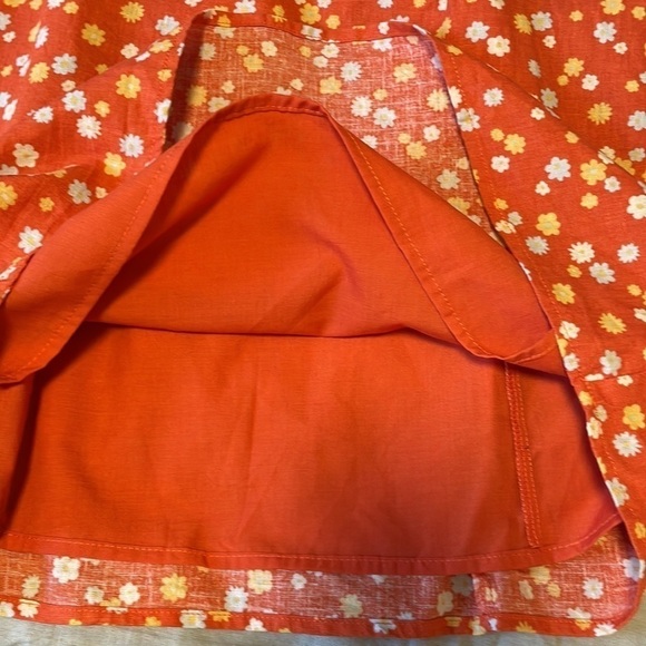 F21 Ditsy Floral Baby Doll Linen Medium Orange Yellow Retro Tank Shift Button - Picture 9 of 13
